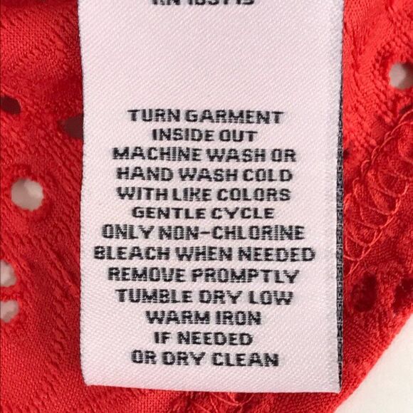 NANETTE Nanette Lepore Eyelet Flutter Sleeve Blouse Womens Medium Orange Stretch - Picture 11 of 11